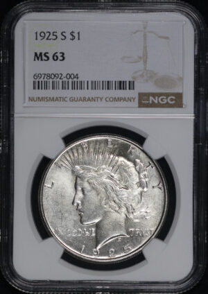 Obverse of this 1925-S Peace Dollar NGC MS-63