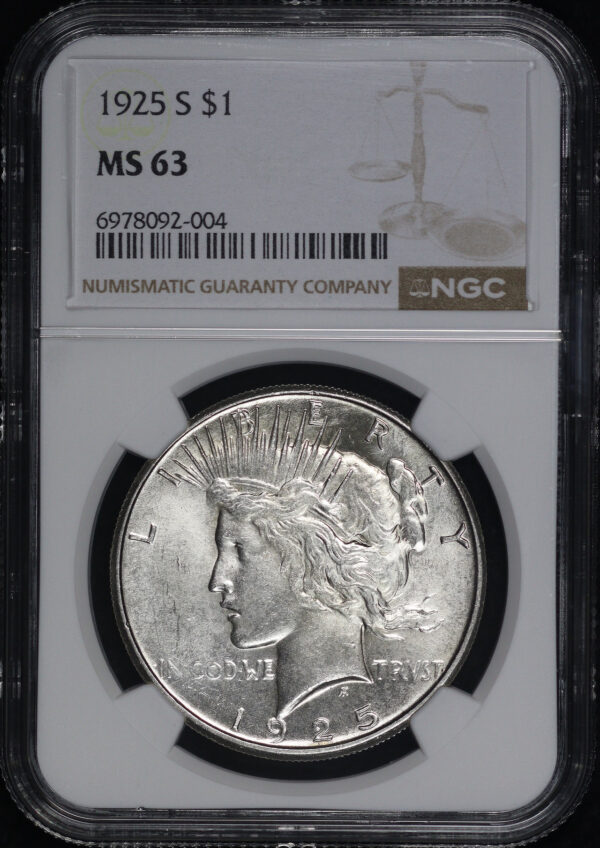 Obverse of this 1925-S Peace Dollar NGC MS-63