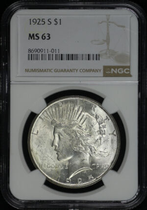 Obverse of this 1925-S Peace Dollar NGC MS-63