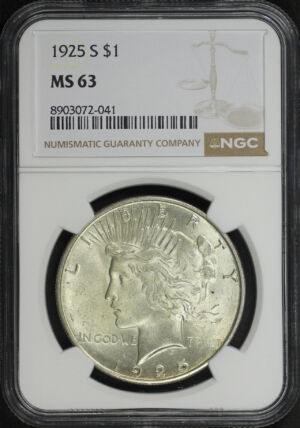 Obverse of this 1925-S Peace Dollar NGC MS-63