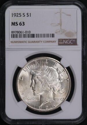 Obverse of this 1925-S Peace Dollar NGC MS-63