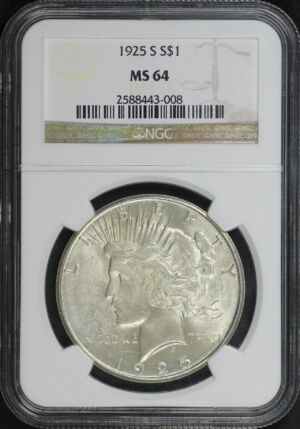 Obverse of this 1925-S Peace Dollar NGC MS-64