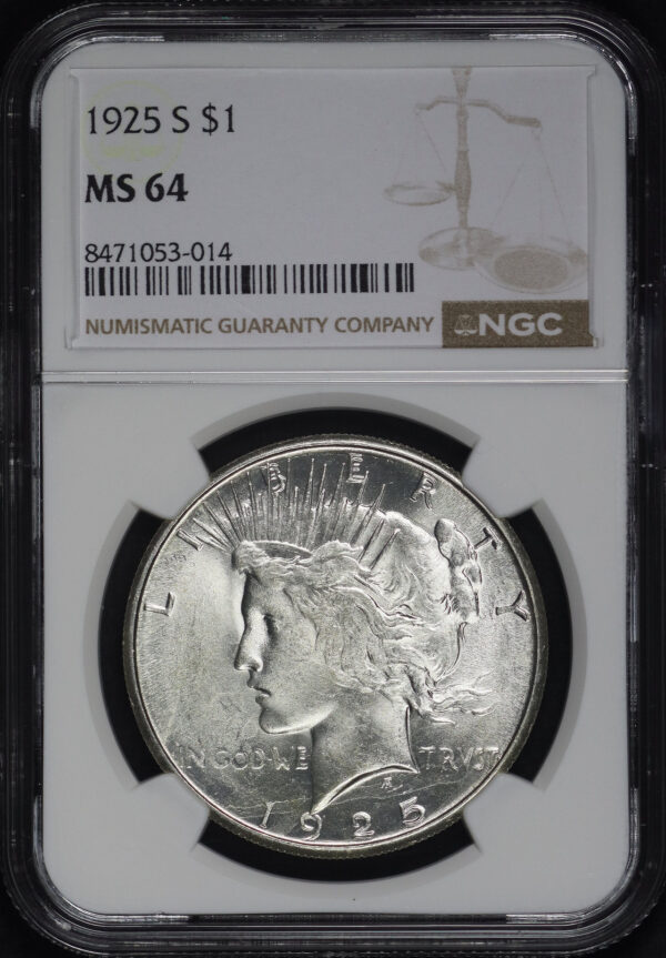 Obverse of this 1925-S Peace Dollar NGC MS-64
