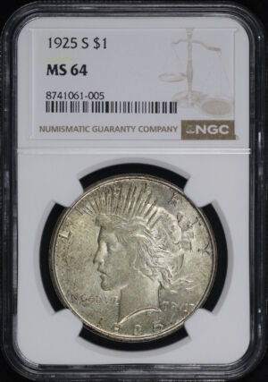 Obverse of this 1925-S Peace Dollar NGC MS-64