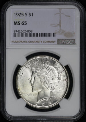 Obverse of this 1925-S Peace Dollar NGC MS-65