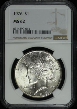 Obverse of this 1926 Peace Dollar NGC MS-62
