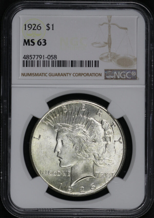 Obverse of this 1926 Peace Dollar NGC MS-63