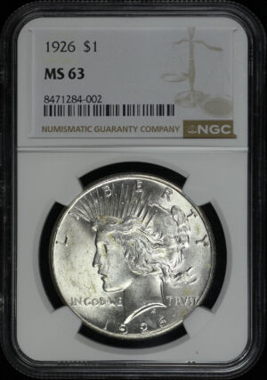 Obverse of this 1926 Peace Dollar NGC MS-63