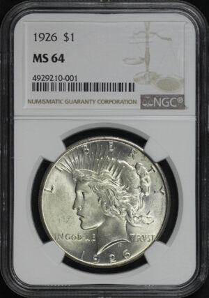 Obverse of this 1926 Peace Dollar NGC MS-64