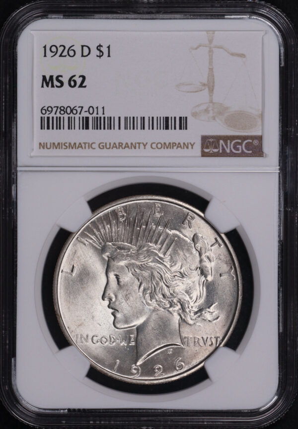 Obverse of this 1926-D Peace Dollar NGC MS-62