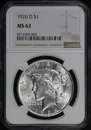 Obverse of this 1926-D Peace Dollar NGC MS-62