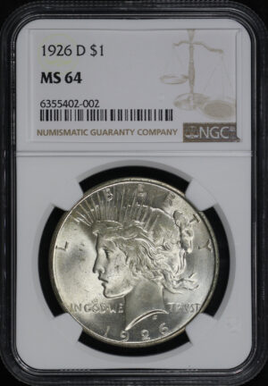 Obverse of this 1926-D Peace Dollar NGC MS-64