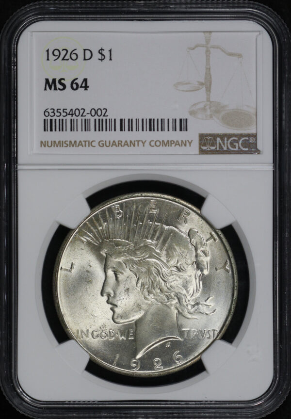 Obverse of this 1926-D Peace Dollar NGC MS-64