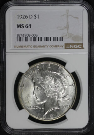 Obverse of this 1926-D Peace Dollar NGC MS-64