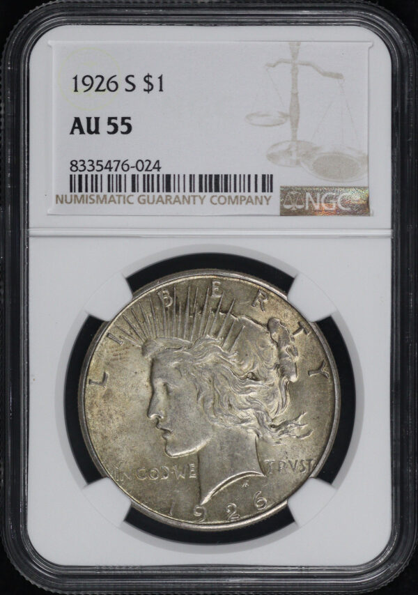 Obverse of this 1926-S Peace Dollar NGC AU-55