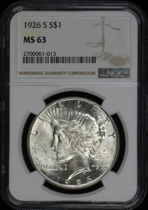 Obverse of this 1926-S Peace Dollar NGC MS-63