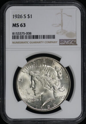 Obverse of this 1926-S Peace Dollar NGC MS-63