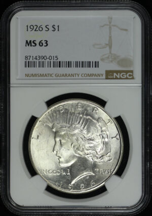 Obverse of this 1926-S Peace Dollar NGC MS-63