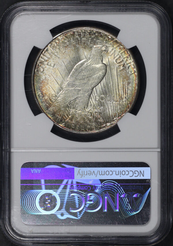 Reverse of this 1926-S Peace Dollar NGC MS-64 Dark Rainbow Toning