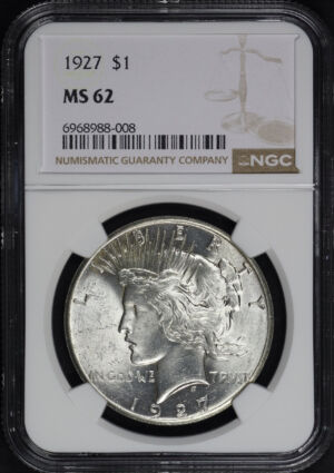 Obverse of this 1927 Peace Dollar NGC MS-62