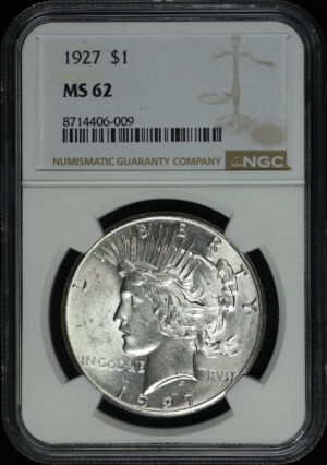 Obverse of this 1927 Peace Dollar NGC MS-62