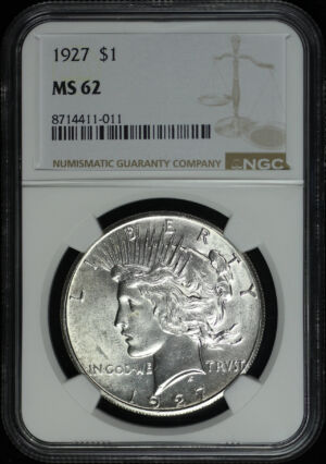 Obverse of this 1927 Peace Dollar NGC MS-62