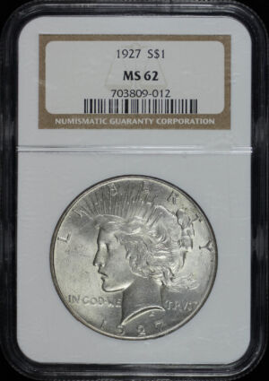 Obverse of this 1927 Peace Dollar NGC MS-62