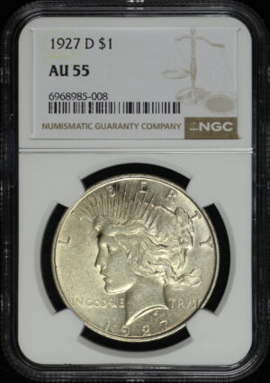 Obverse of this 1927-D Peace Dollar NGC AU-55