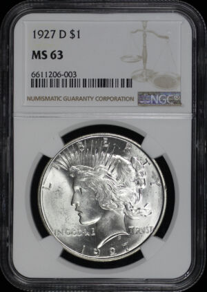 Obverse of this 1927-D Peace Dollar NGC MS-63