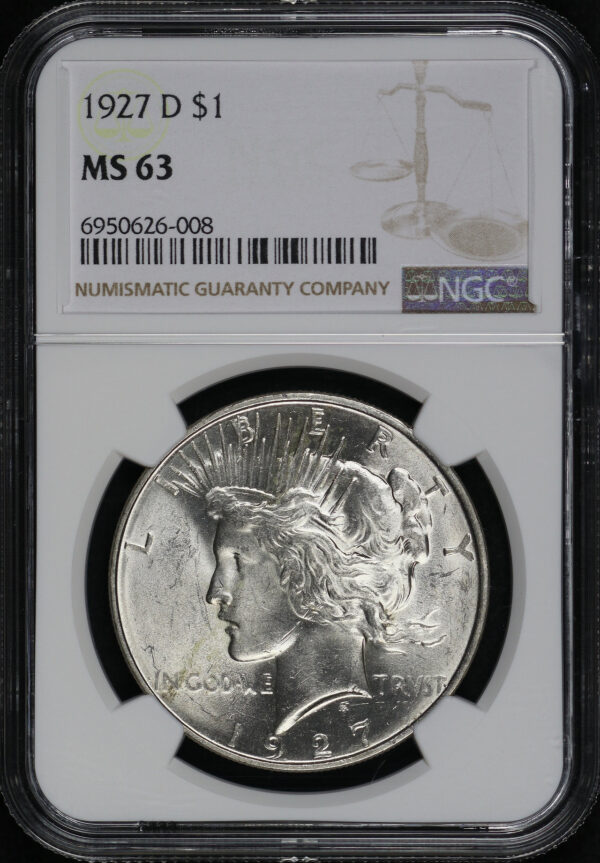 Obverse of this 1927-D Peace Dollar NGC MS-63