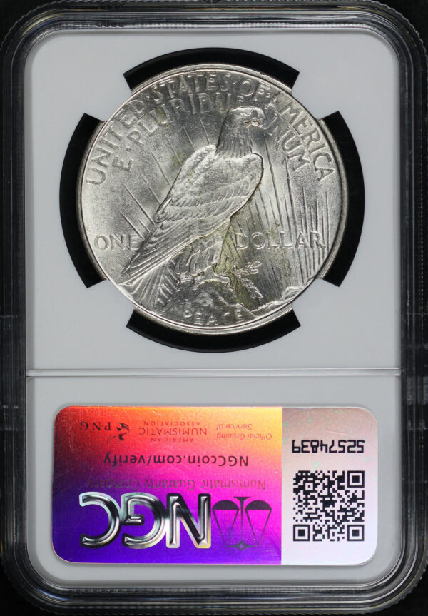 Reverse of this 1927-D Peace Dollar NGC MS-63