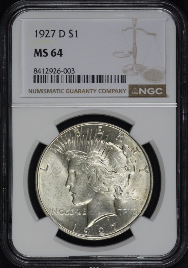 Obverse of this 1927-D Peace Dollar NGC MS-64