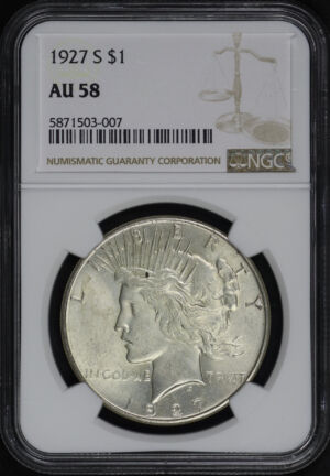 Obverse of this 1927-S Peace Dollar NGC AU-58