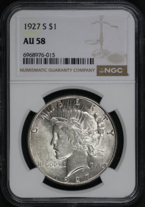 Obverse of this 1927-S Peace Dollar NGC AU-58
