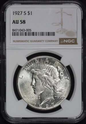 Obverse of this 1927-S Peace Dollar NGC AU-58