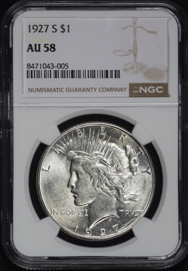 Obverse of this 1927-S Peace Dollar NGC AU-58