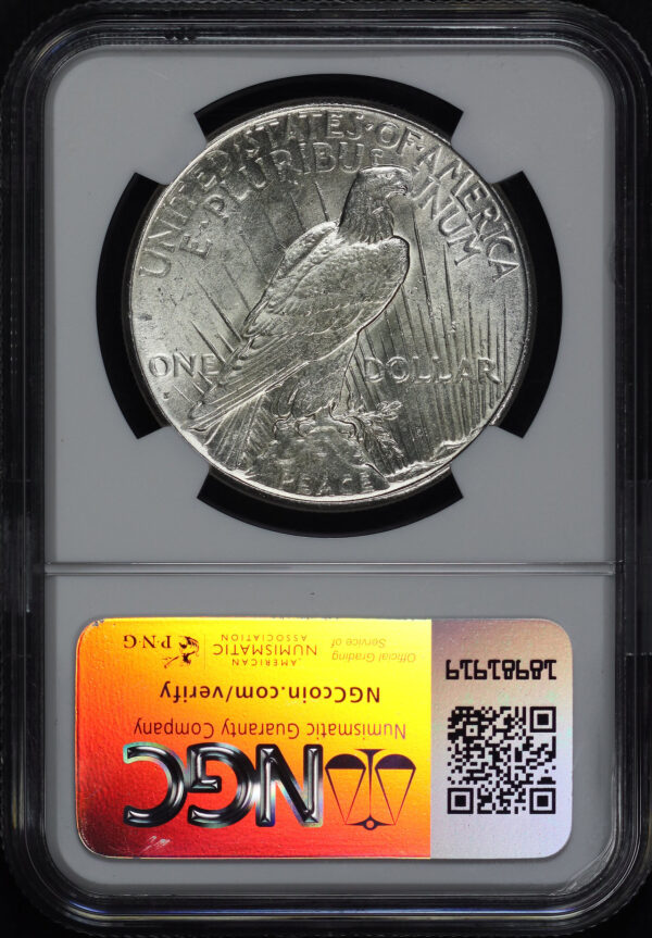 Reverse of this 1927-S Peace Dollar NGC AU-58