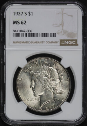 Obverse of this 1927-S Peace Dollar NGC MS-62