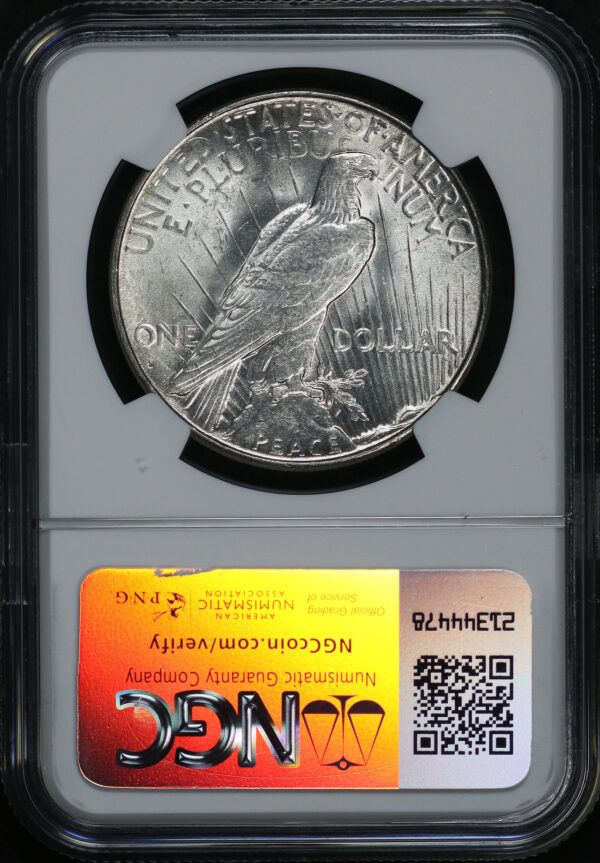 Reverse of this 1927-S Peace Dollar NGC MS-62