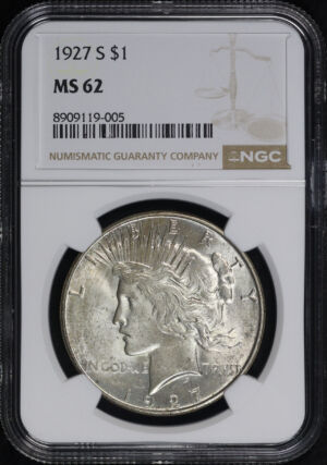 Obverse of this 1927-S Peace Dollar NGC MS-62