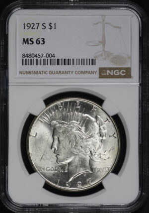 Obverse of this 1927-S Peace Dollar NGC MS-63