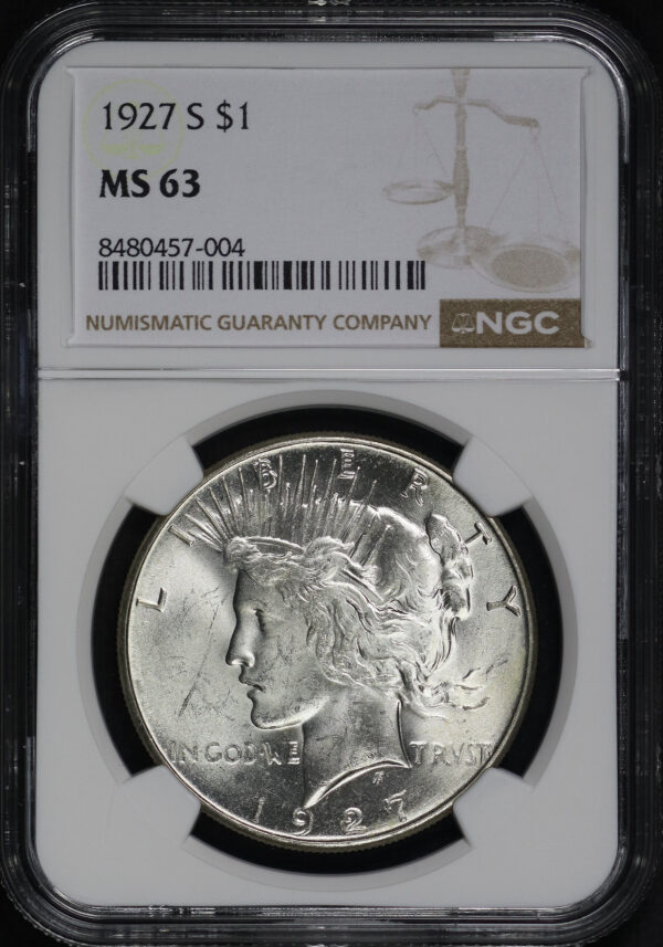 Obverse of this 1927-S Peace Dollar NGC MS-63