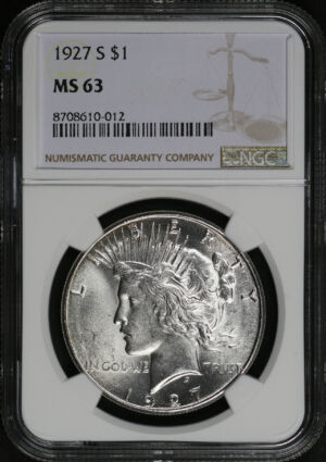 Obverse of this 1927-S Peace Dollar NGC MS-63