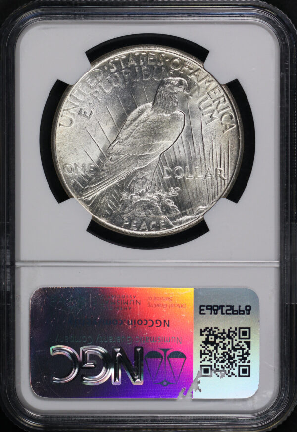 Reverse of this 1927-S Peace Dollar NGC MS-65