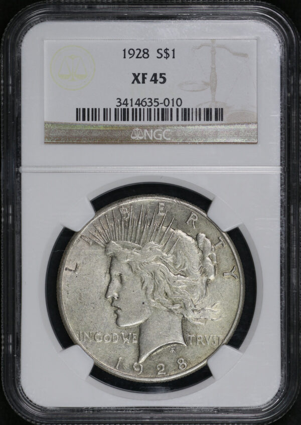 Obverse of this 1928 Peace Dollar NGC XF-45