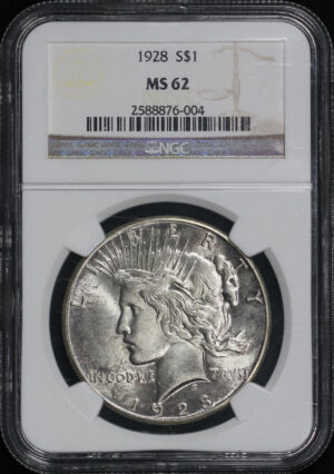 Obverse of this 1928 Peace Dollar NGC MS-62