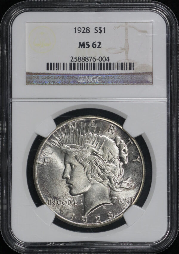 Obverse of this 1928 Peace Dollar NGC MS-62