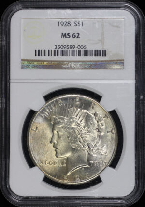 Obverse of this 1928 Peace Dollar NGC MS-62