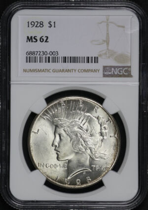 Obverse of this 1928 Peace Dollar NGC MS-62