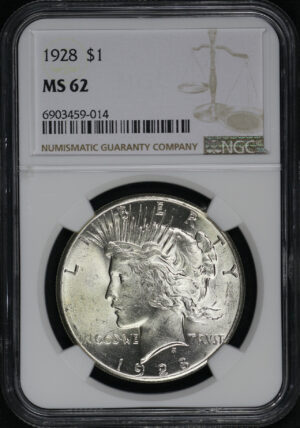 Obverse of this 1928 Peace Dollar NGC MS-62